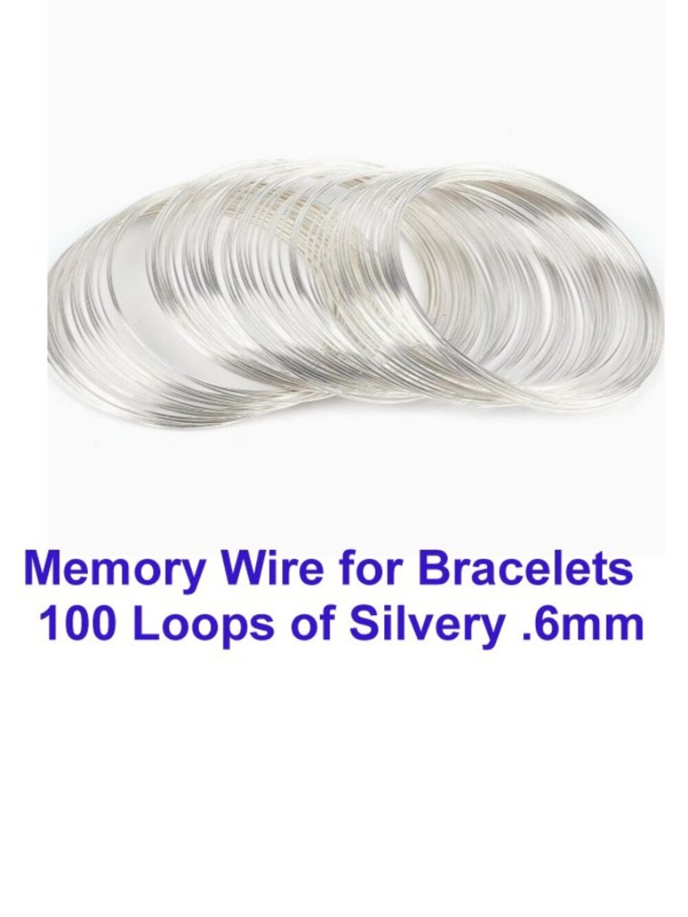 Memory Wire for Bracelets  100 Loops of Silvery  .6mm